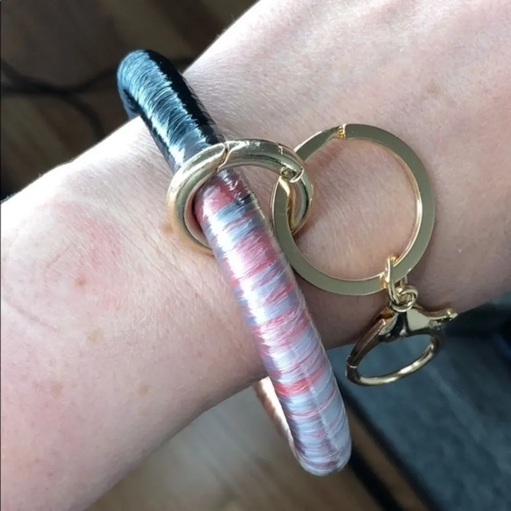 Pink and Black Bangle Key Chain Bracelet